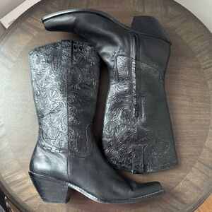 Coldwater Creek Vintage Western Cowboy Boots - Black Leather - Size 8 - EUC